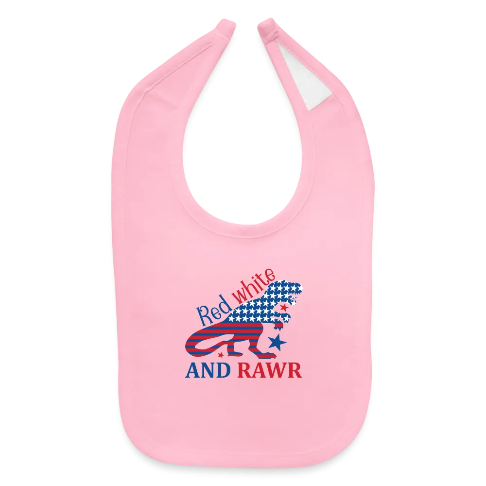 Adorable Rawr: Baby's Bib with American Flag Dinosaur