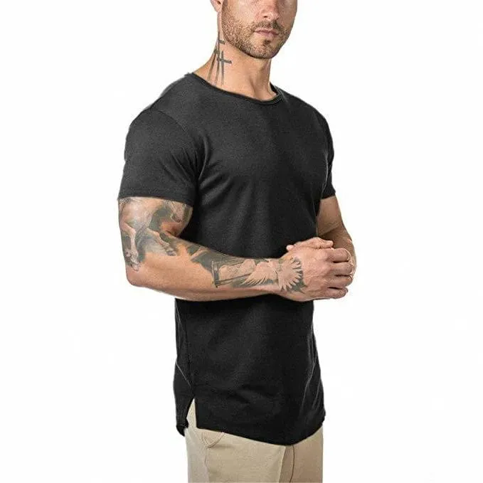 Alpha C Men's Slim Fit Gym T-shirt - Quick Dry, Solid Color, Bodybuilding t-Sh