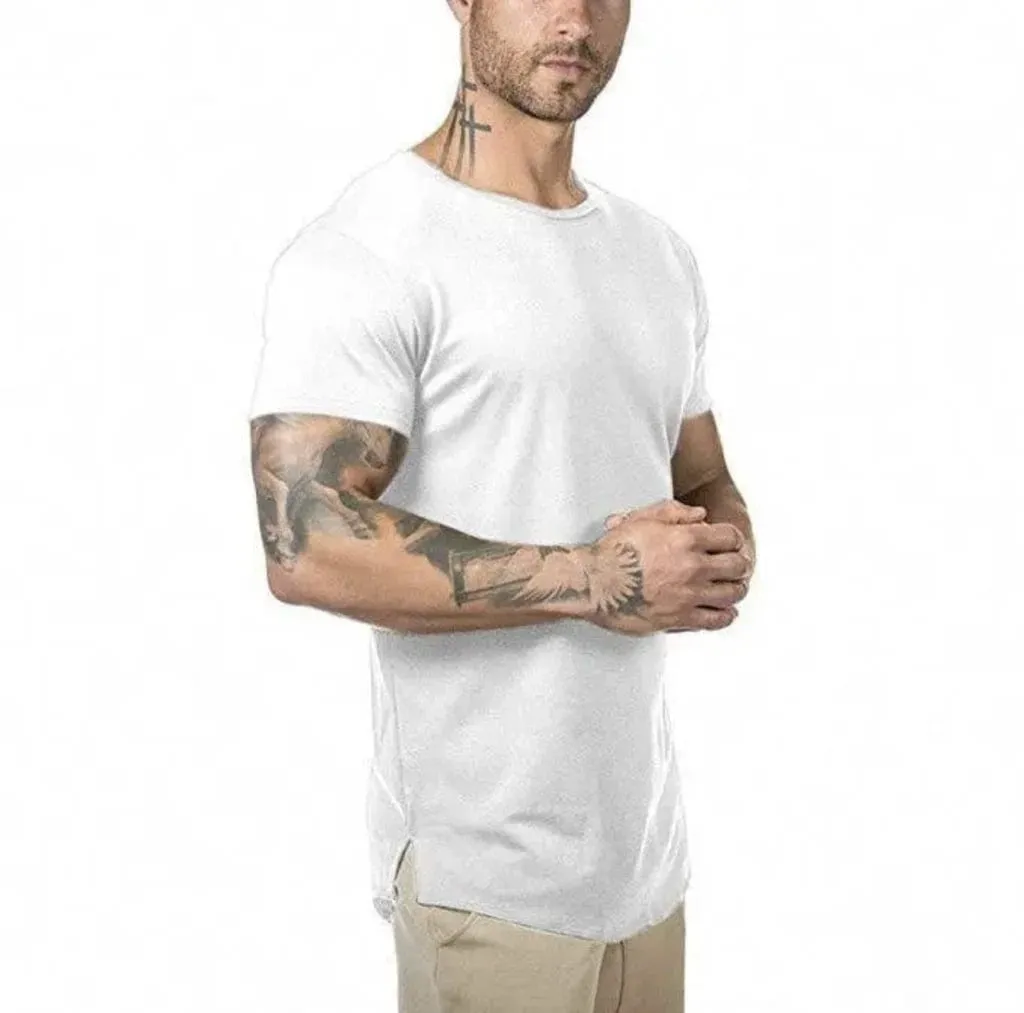 Alpha C Men's Slim Fit Gym T-shirt - Quick Dry, Solid Color, Bodybuilding t-Sh