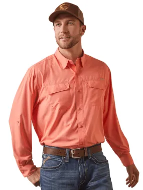 Ariat 10043423 Mens VentTEK Outbound Classic Fit Long Sleeve Shirt Peach Echo