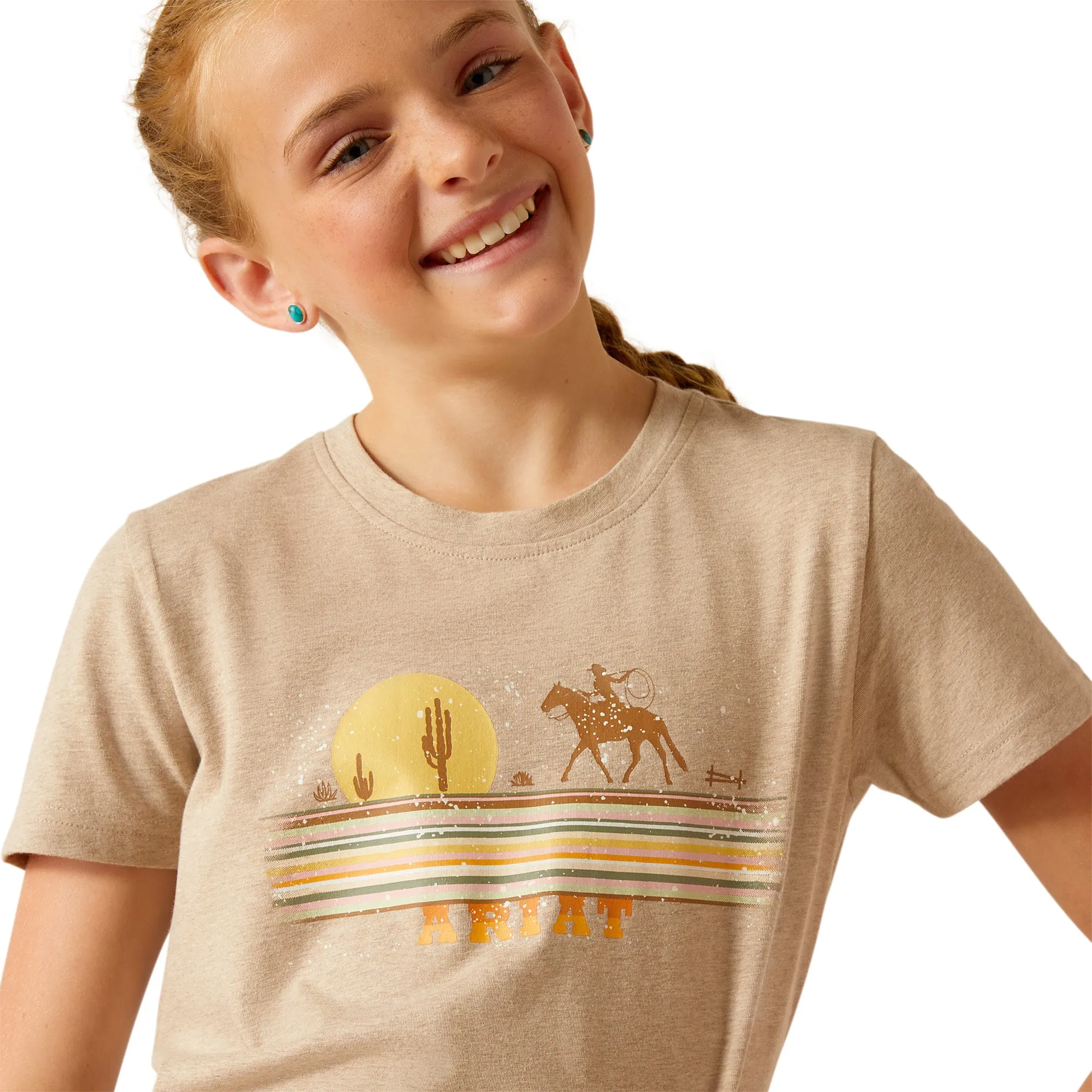 Ariat Girl's Cowgirl Desert T-Shirt - Oatmeal Heather