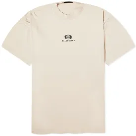 Balenciaga Small Logo T-Shirt in Light Beige & Black