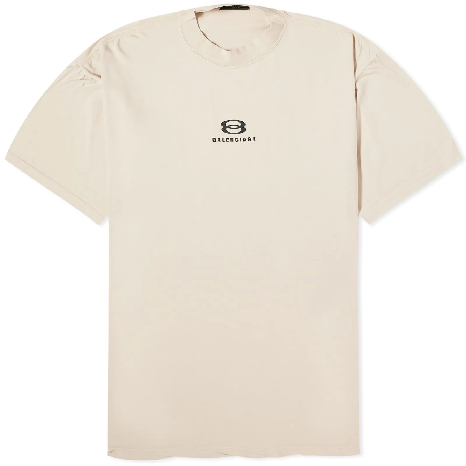 Balenciaga Small Logo T-Shirt in Light Beige & Black