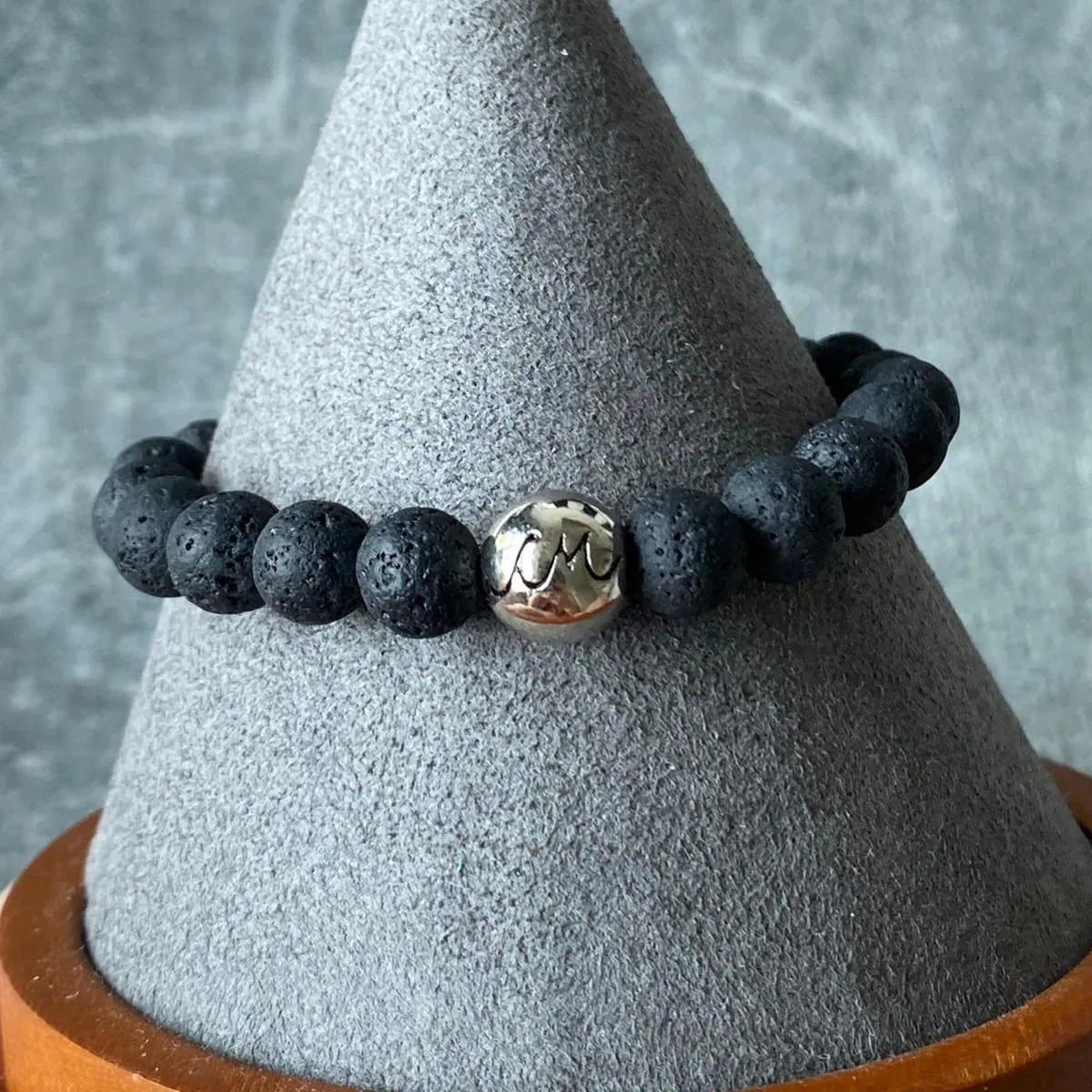 Blue Tigereye & Lava Stone Men Bracelet