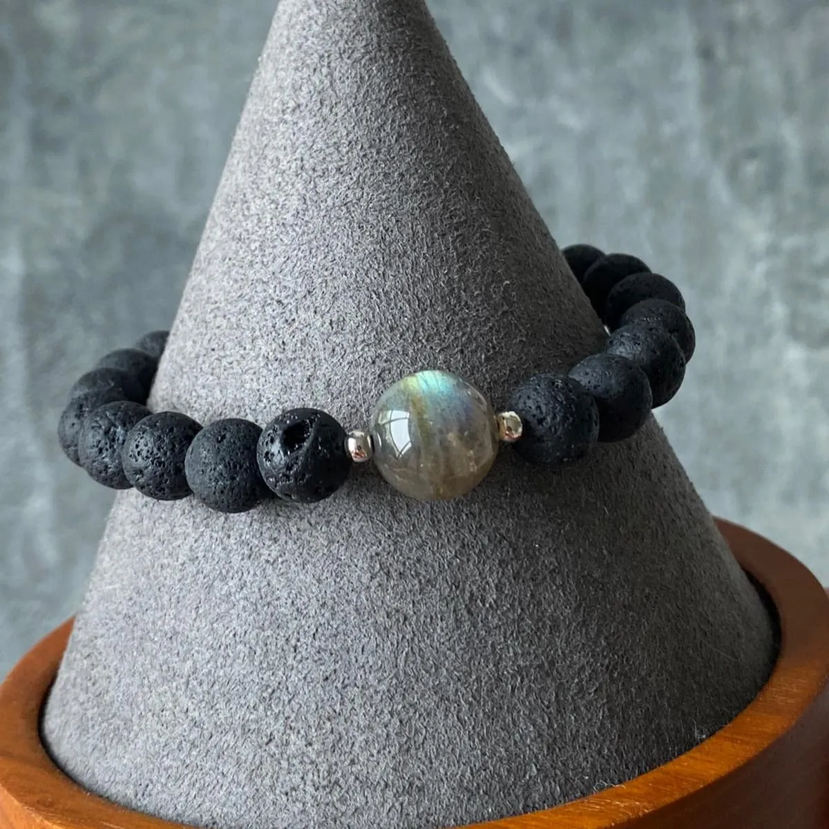 Blue Tigereye & Lava Stone Men Bracelet