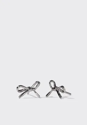 Bow Stud Earrings - Silver