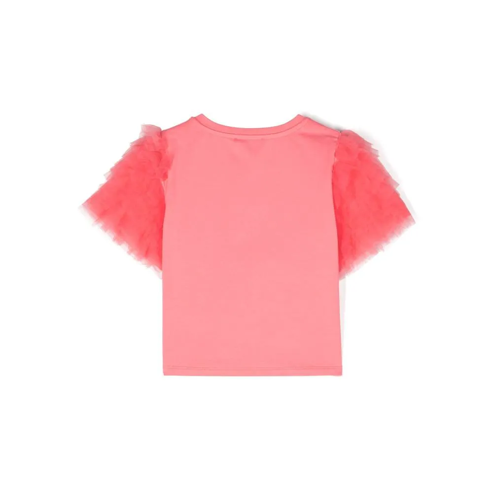 Flounced Tulle Sleeves T-shirt