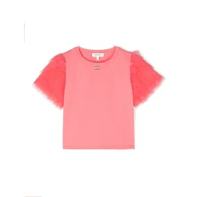 Flounced Tulle Sleeves T-shirt