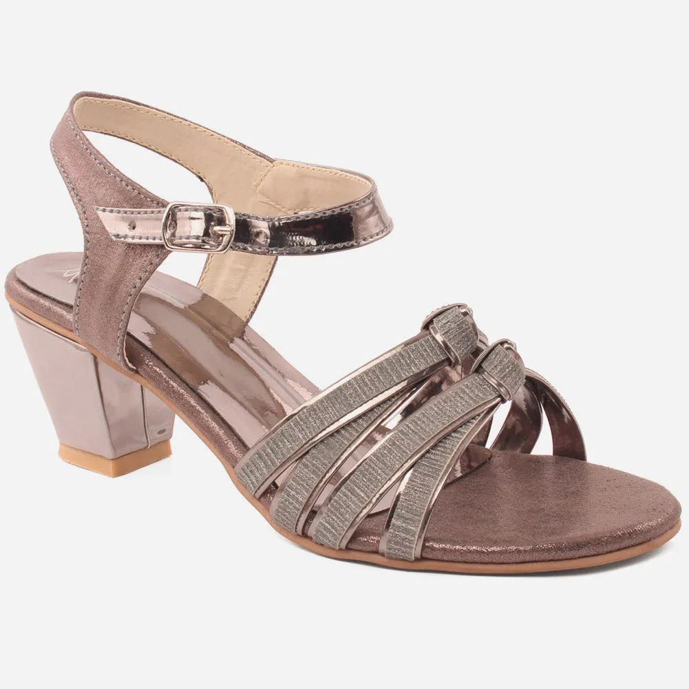 Girls"Gemma" Glitter Finish Ankle Strap Sandals