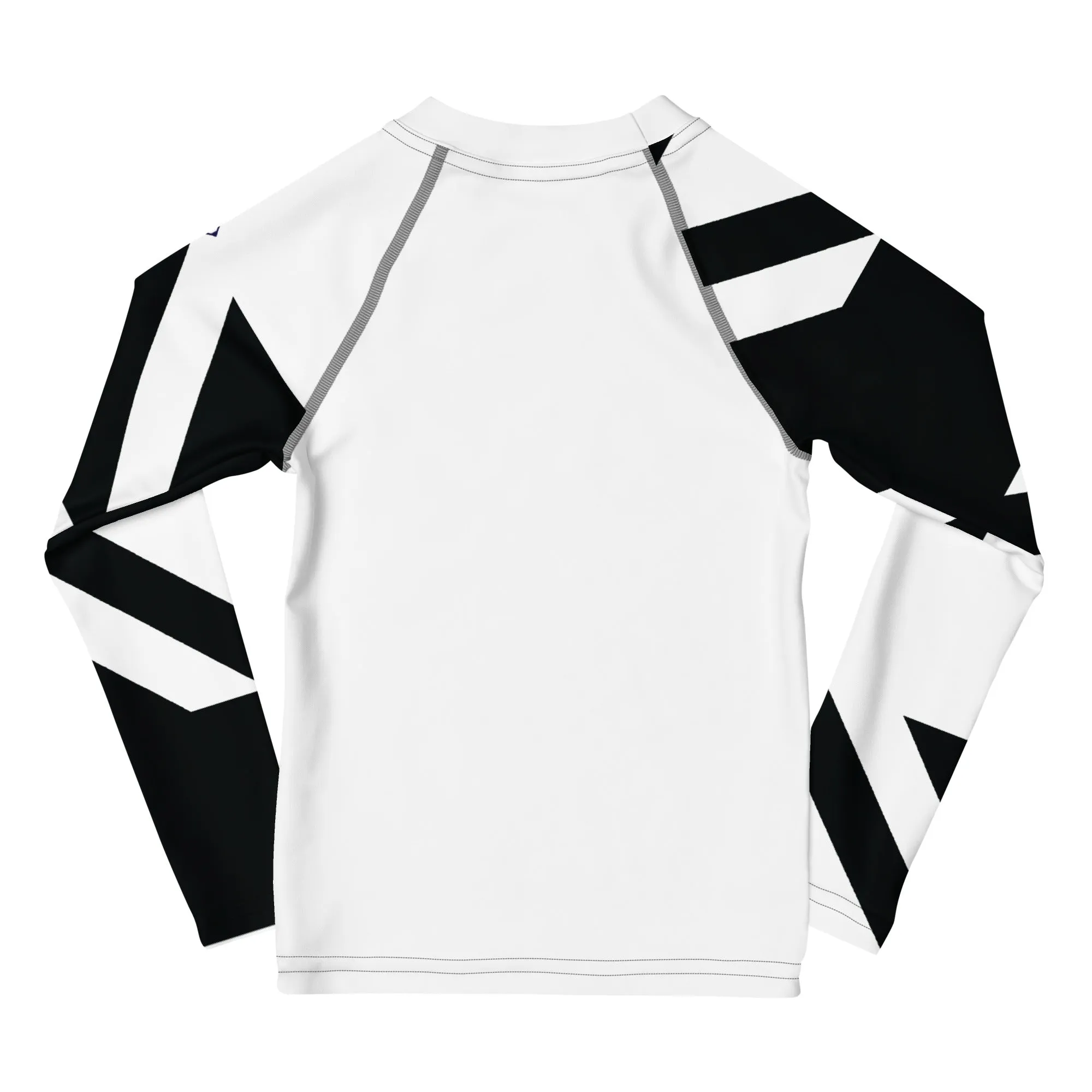 Kid's Girls Long Sleeve BJJ Rash Guard - Houndstooth 001 Blanc