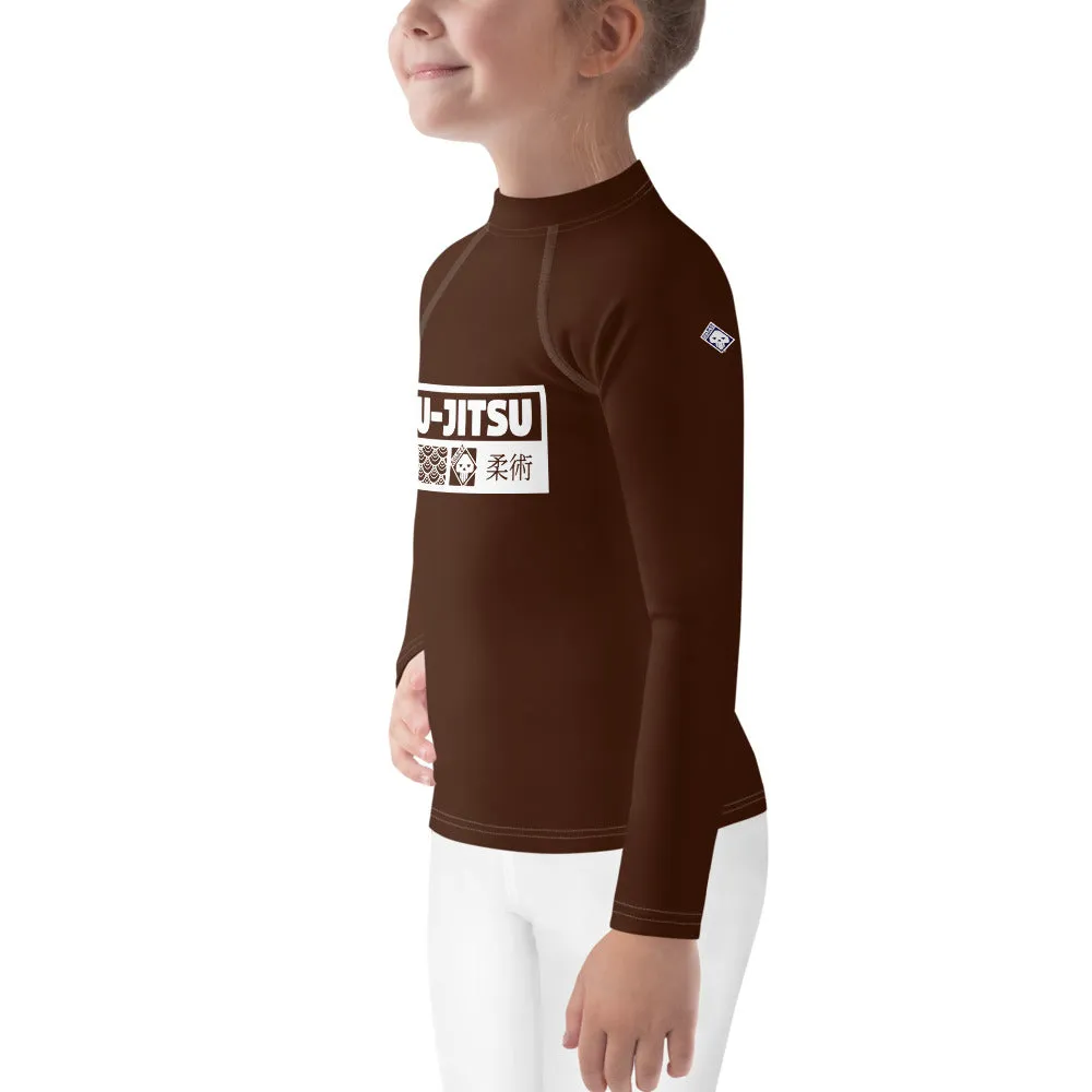 Kid's Girls Long Sleeve BJJ Rash Guard Jiu-Jitsu 006 - Chocolate