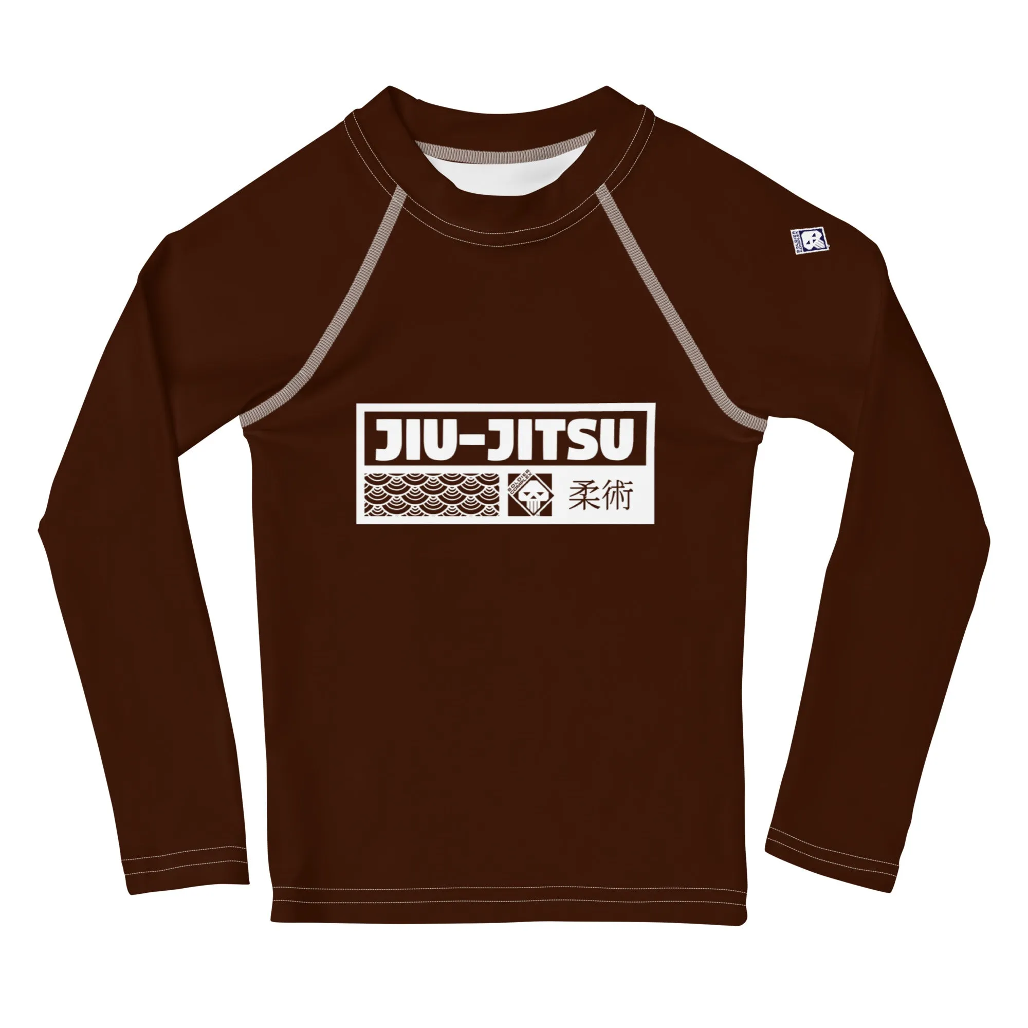 Kid's Girls Long Sleeve BJJ Rash Guard Jiu-Jitsu 006 - Chocolate