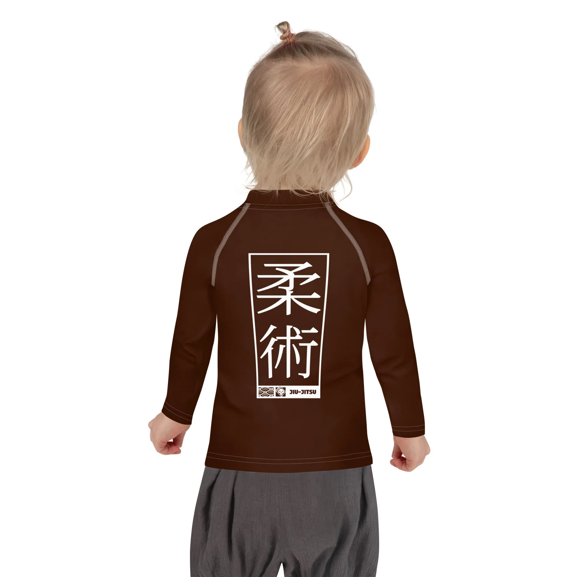 Kid's Girls Long Sleeve BJJ Rash Guard Jiu-Jitsu 006 - Chocolate