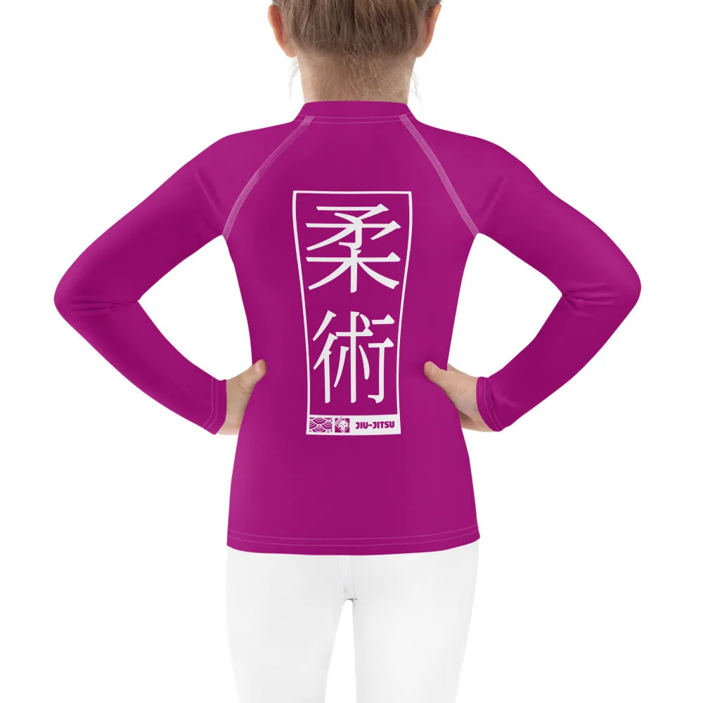 Kid's Girls Long Sleeve BJJ Rash Guard Jiu-Jitsu 014 - Fresh Eggplant