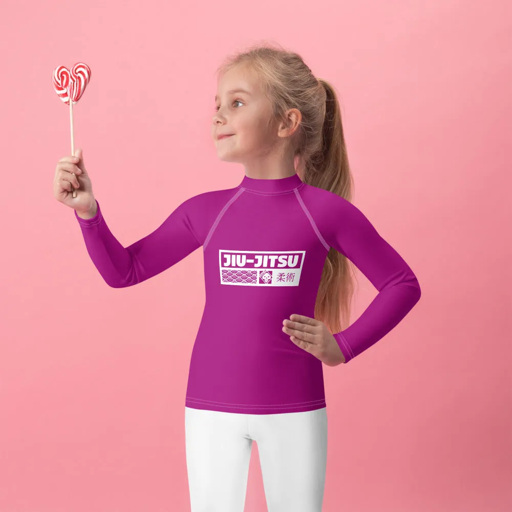 Kid's Girls Long Sleeve BJJ Rash Guard Jiu-Jitsu 014 - Fresh Eggplant