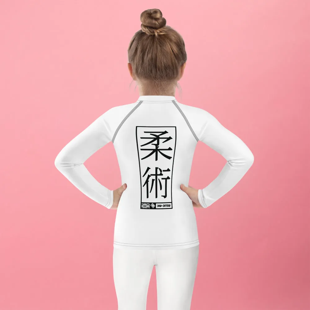 Kid's Girls Long Sleeve BJJ Rash Guard Jiu-Jitsu 016 - Snow