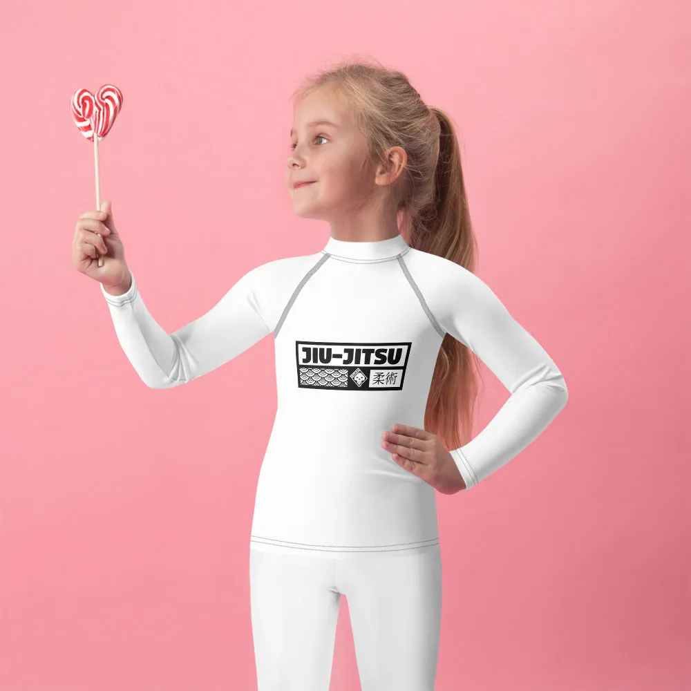 Kid's Girls Long Sleeve BJJ Rash Guard Jiu-Jitsu 016 - Snow