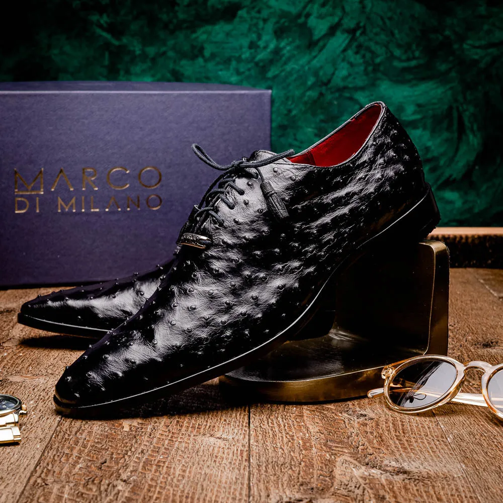 Marco Di Milano Criss Oxford Black Ostrich Shoes