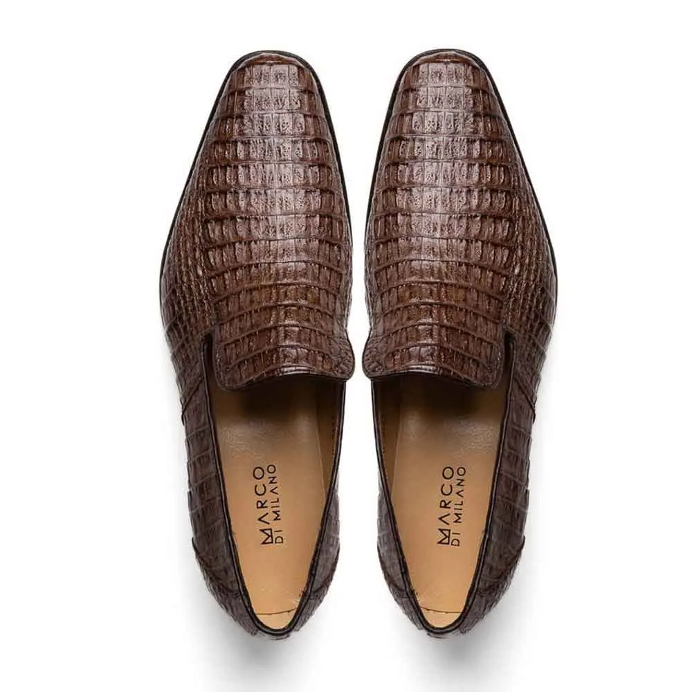 Marco Di Milano Trento Brown Caiman Crocodile Slip-On