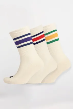 Sports Cotton Sock Calf 3 Pack - Ecru/Multi