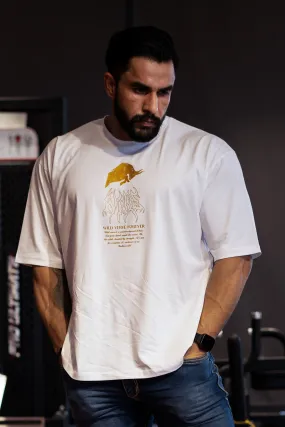 WILDS FLAME "PREMIUM" OVERSIZED T-SHIRT IN WHITE (GOLD PRINT)